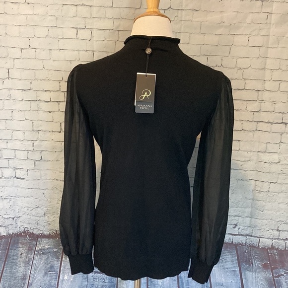 Adrianna Papell NWT Funnel Neck Sweater long sheer sleeves XS office workwear - Picture 3 of 16
